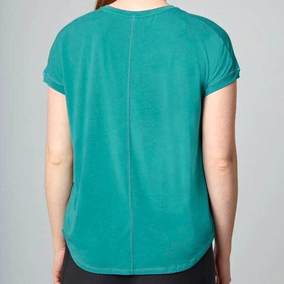 NWT Mondetta Women Ultra Soft Short Sleeve V-Neck Tee Green Size XL $45 2HL102 - Picture 2 of 2